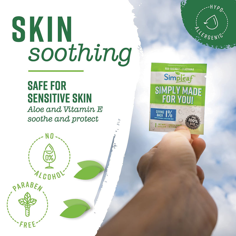 [Australia] - Simpleaf Flushable Single Pack Wet Wipes | Eco- Friendly, Paraben & Alcohol Free | Hypoallergenic & Safe for Sensitive Skin | Aloe Vera | Travel Size | 30 Count 30 Count (Pack of 1) 