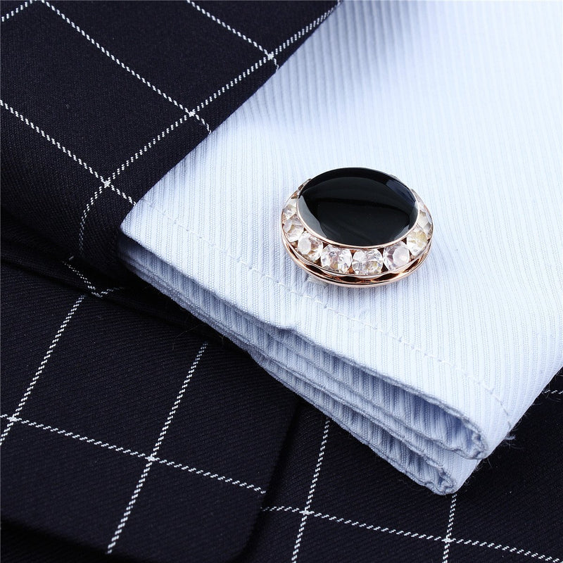 [Australia] - HAWSON Crystal Cuff Links and Studs Set for Mens Tuxedo Shrit Wedding Accessories Rose Gold 