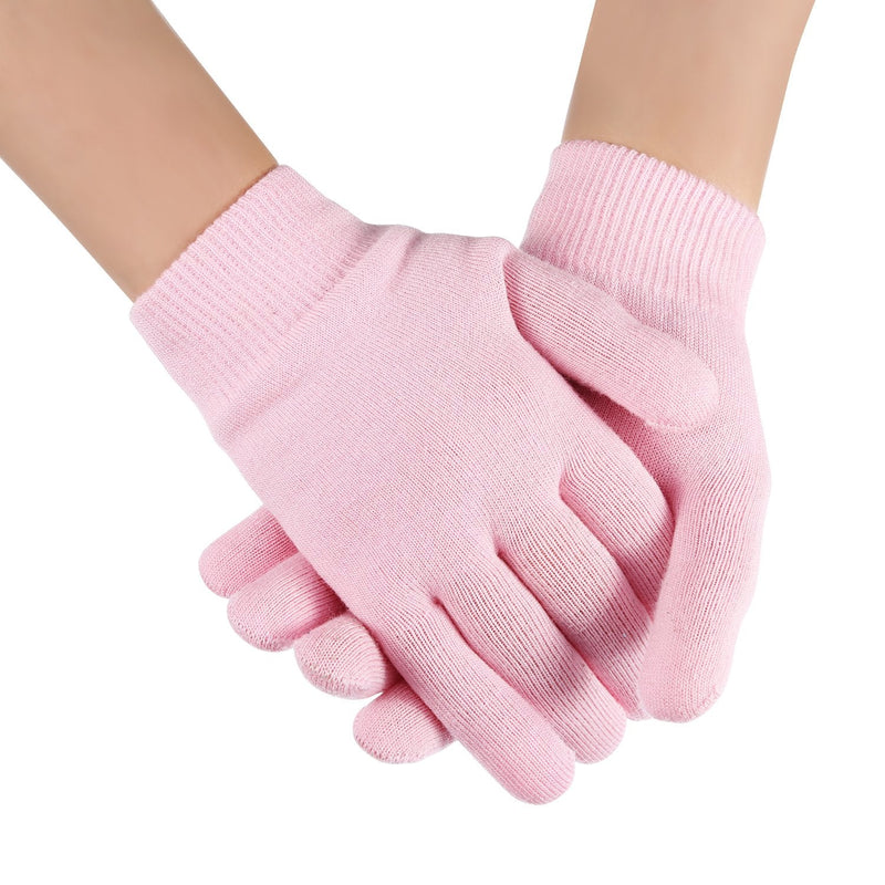 [Australia] - Soft Cotton Gel Moisturizing Spa Gloves and Socks for Cracked Dry Skin for Both Women and Men (Pink) 