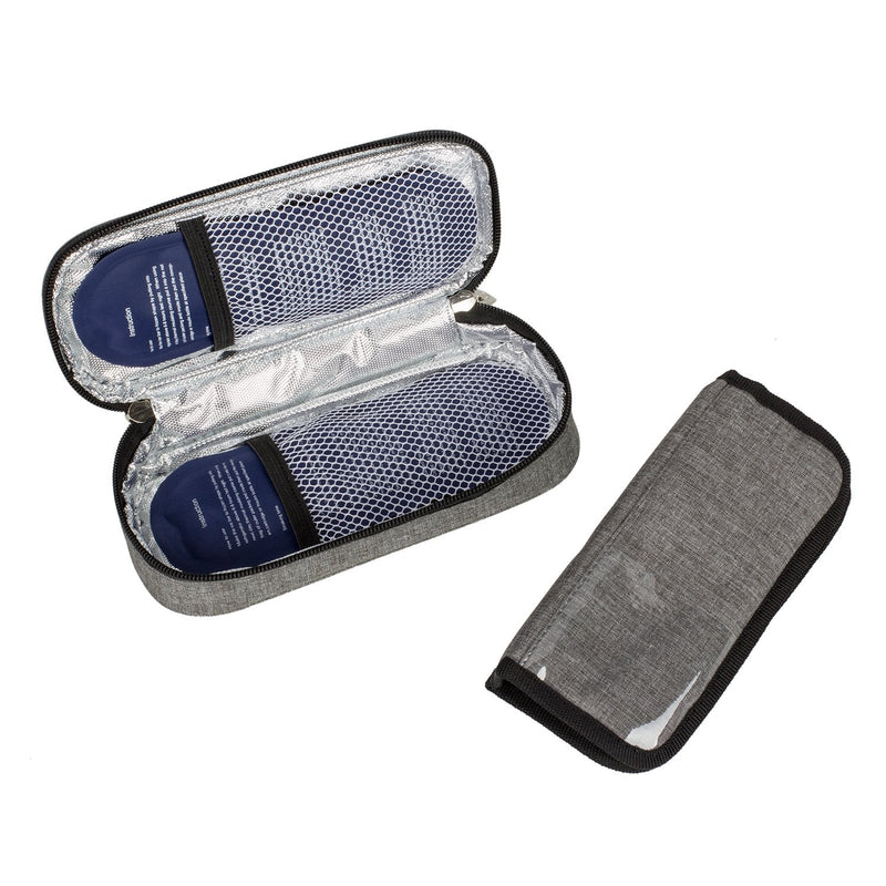 [Australia] - Apollo Walker Insulin Cooler Travel Case Diabetic Medication Cooler with 2 Ice Packs and Insulation Liner(Gray) Gray-small 