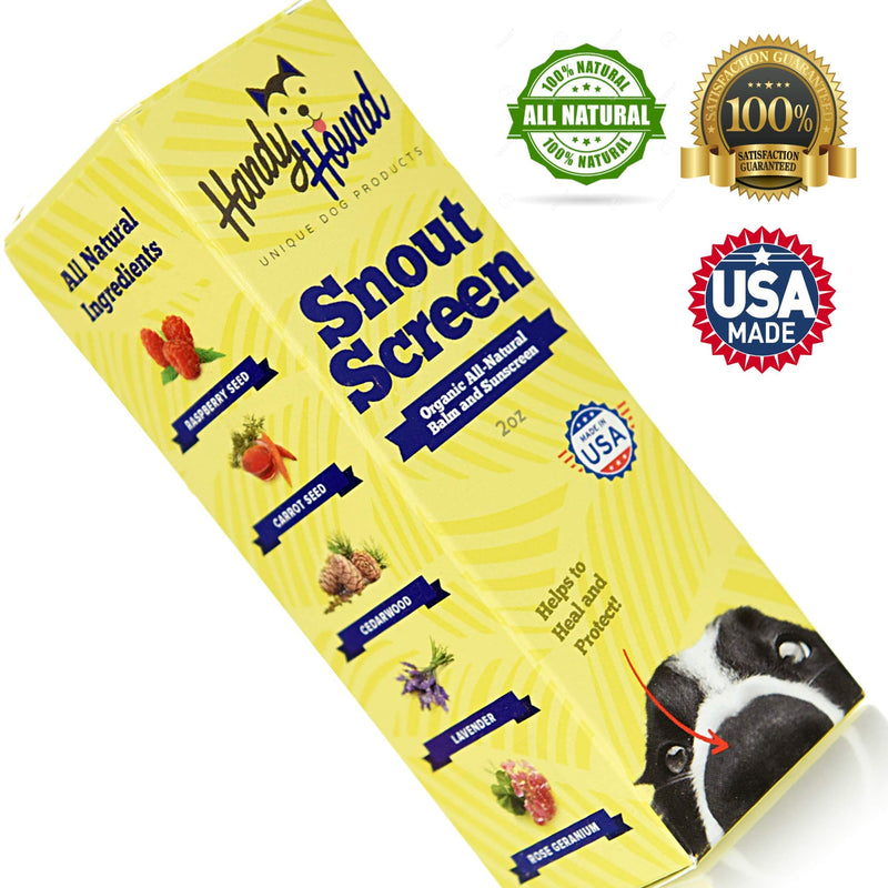 [Australia] - Handy Hound SnoutScreen | Nose Balm | Moisturizing All Natural Pet Balm and Sunscreen Heals Dry, Chapped, Cracked, and Crusty Dog Snout and Protects from Sun and Discourages Insects, 2 oz 