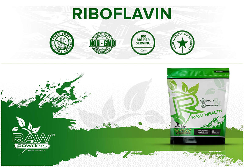 [Australia] - Riboflavin 100 mg 60 Tablets High Strength - Vegan Vitamin b2 riboflavin Supplement - Non-GMO & Gluten-Free - Helps with Tiredness and Fatigue, Supports Energy Levels by Raw Powders 