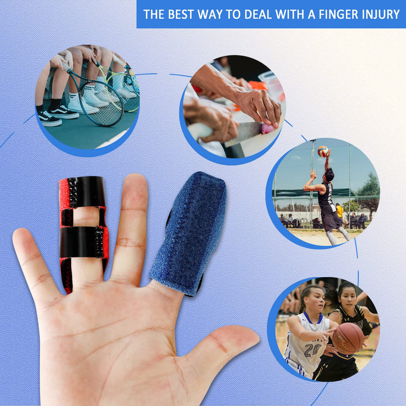 [Australia] - 8PCS Finger Splints Finger Sleeves Finger Straightener Finger Strap Finger Support for All Fingers (Yellow, Red, Green, Bright Blue, Dark Blue, Black, Light Gray, Skin Tone) 