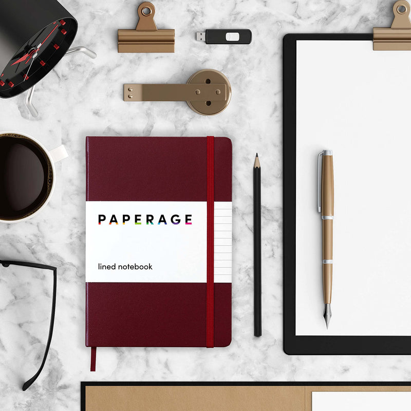 [Australia] - PAPERAGE Lined Journal Notebooks, 3 Pack, (Burgundy), 160 Pages, Medium 5.7 inches x 8 inches - 100 gsm Thick Paper, Hardcover Burgundy 