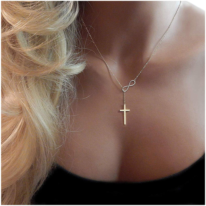 [Australia] - XOYOYZU Tiny Cross Pendant Necklace for Women Simple Cross Necklaces Mothers Day Birthday Gifts for Women Girl Infinity cross 