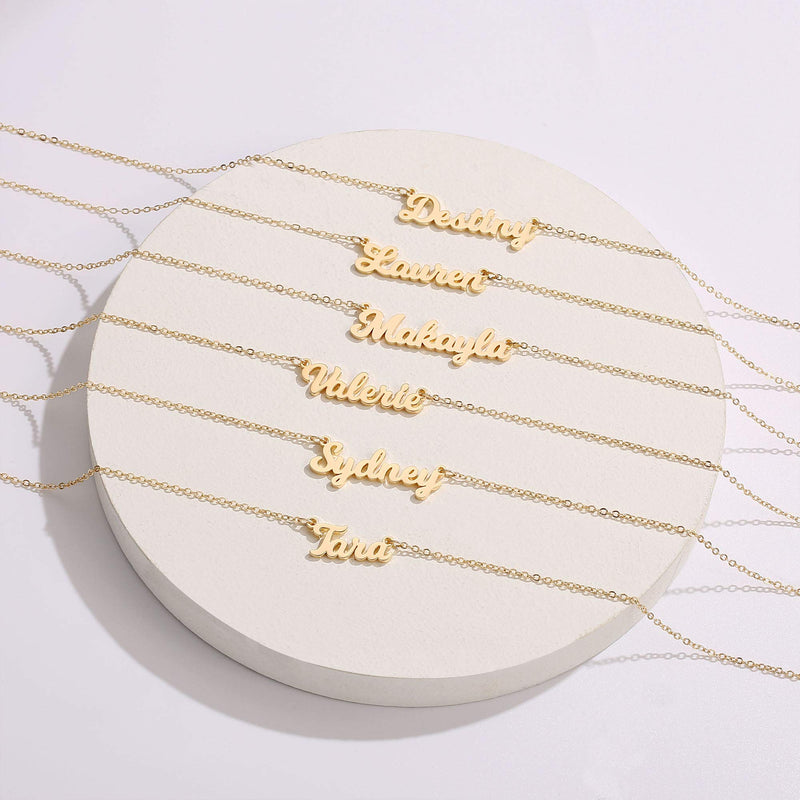 [Australia] - Ursteel Custom Name Necklace Personalized, 14K Gold Plated Personalized Name Necklace Dainty Name Plate Necklace Jewelry Personalized Gifts for Women Teen Girls Alexis 