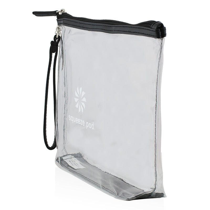 [Australia] - Clear Travel Bag with Heavy Duty Transparent Plastic Pouch, Zipper & Carry Strap - Water Resistant Great for Day Trips, Beach, Pool or Sporting Events. Stands Up for Easy Loading – Black Trim (CTBMSB) 