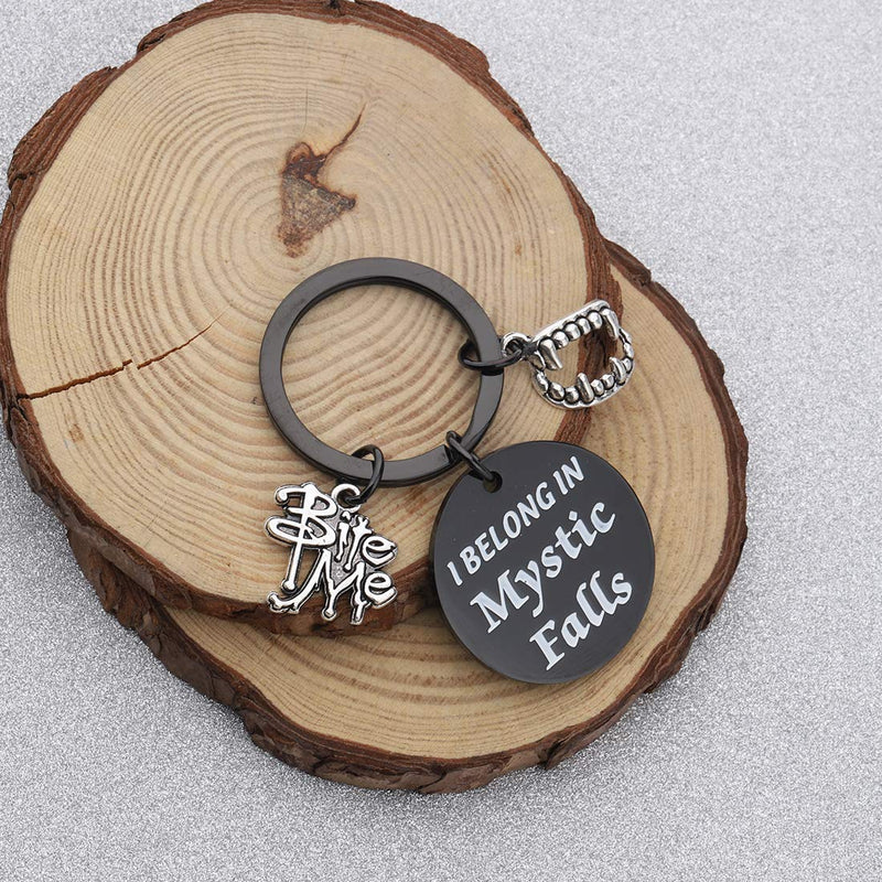 [Australia] - CHOORO The Vampire Diaries Inspired Jewelry Vampire Diaries Gift I Belong in Mystic Falls Keychain Vampire Diaries Tv Show Inspired mystic falls keychain black 