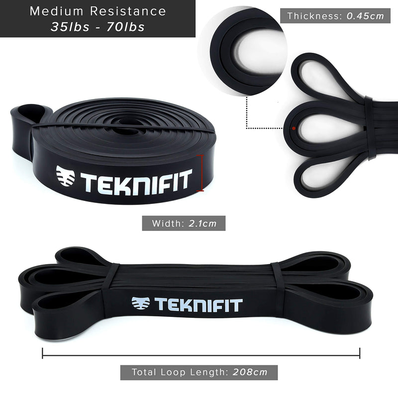 [Australia] - Teknifit Set of 3 Pull Up Resistance Bands - Full Body Workout and Home Fitness Solution - Red, Black & Purple Power Bands 