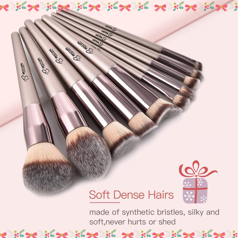 [Australia] - BESTOPE Makeup Brushes 20 PCs Makeup Brush Set Premium Synthetic Contour Concealers Foundation Powder Eye Shadows Makeup Brushes with Champagne Gold Conical Handle 