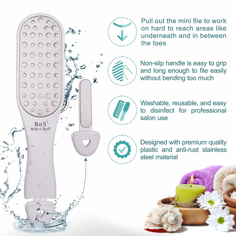 [Australia] - 3-in-1 Pedicure Foot File for Hard Skin Professional - Anti-Rust Steel Callus Remover for Cracked Heels - Easy to Utilize & Anti-Skid Design - Feet Care Tool for Wet & Dry Use- BRITS N STUFF 