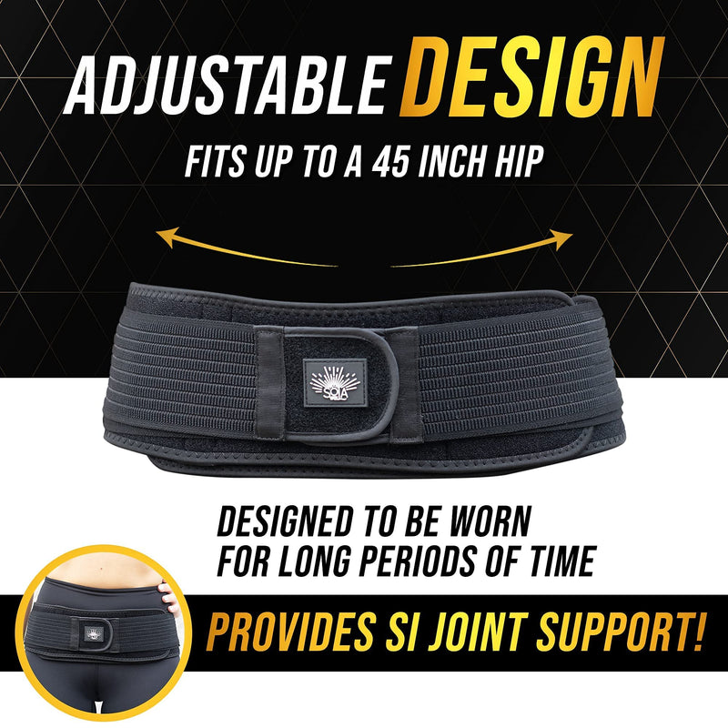 [Australia] - SOLAWELL Sacroiliac Belt - Lower Back Support to Treat Sciatica - Pain Relief for Pelvic, Lumbar, Nerve and Leg Discomfort - Posture and Pregnancy Support - Pelvis Brace to Improve Alignment - SI Joint Belt for Women and Men, Black 