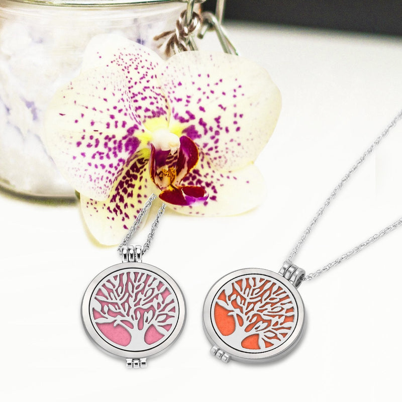 [Australia] - Aromatherapy Essential Oil Diffuser Pendant Necklace,WAWJ Life Tree Stainless Steel Christmas Mothers Day Gift Jewelry with 24" Chain & 12 Felt Pads 