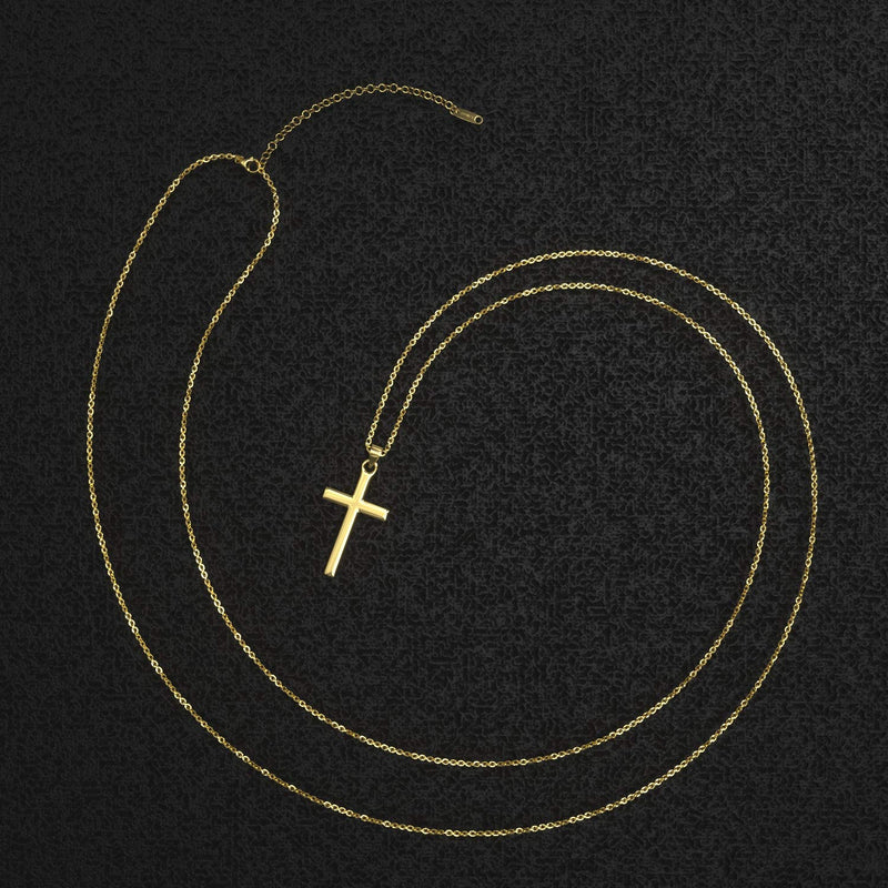 [Australia] - AK-SHIP Cross Necklace, Gold Silver Black Stainless Steel Plain Cross Pendant Necklace Box Chain【20 Inches】 