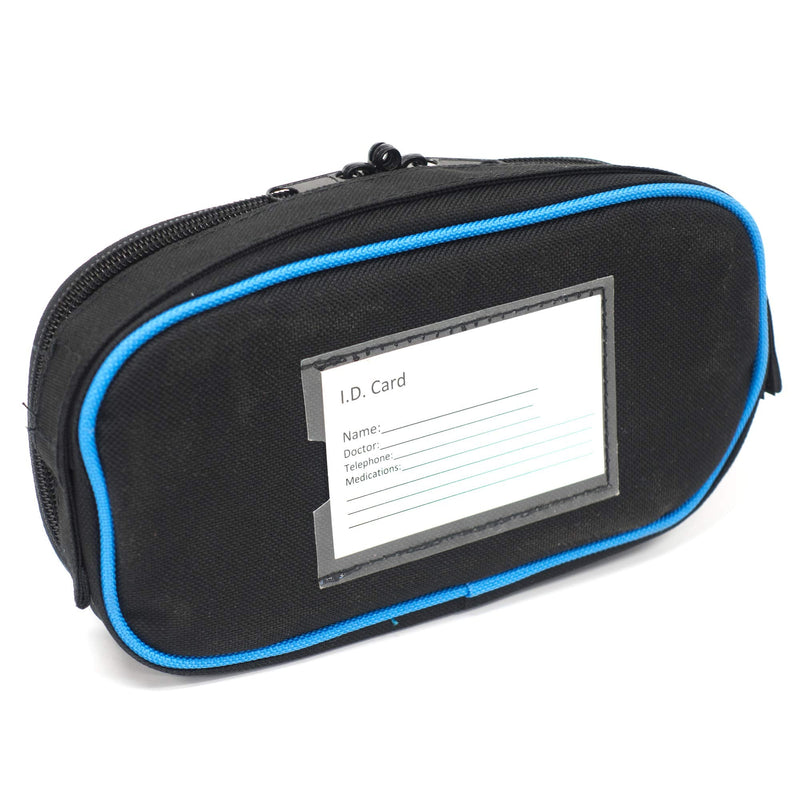 [Australia] - Creative Outdoor Medical Travel Case | Diabetic Insulin Cooler | Insulated Bag with Reusable Freezer Gel Pack and ID Card | Black/Blue 