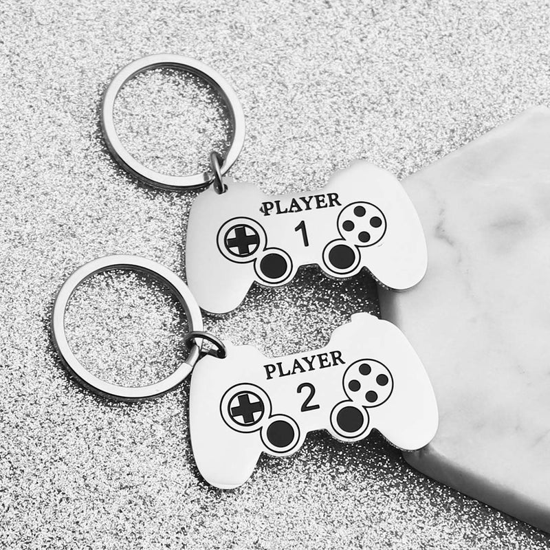 [Australia] - JINGMARUO Gamer Couples Keychain Gift Player 1 Player 2 Keyrings Set His and Her Valentines Gift Game Lover Couples Gift 