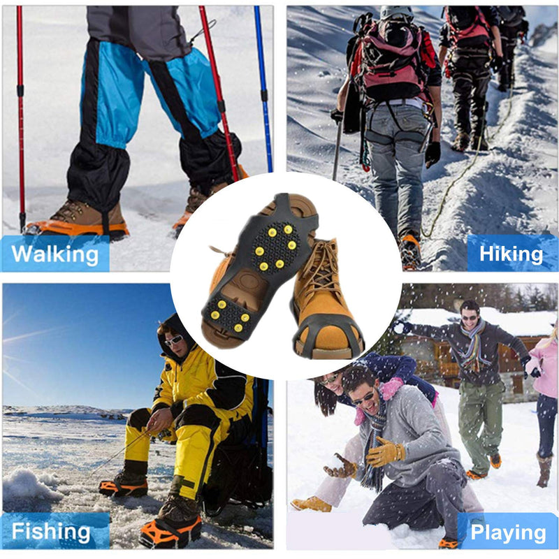 [Australia] - Sfee Ice Snow Grips Crampons Traction Cleats Spikes 19 Spikes for Women Men,Anti Slip Stainless Steel Chain Flexible Footwear for Walking Climbing Hiking Fishing Outdoor Black Small - (Women(5-7)/Men(3-5)/EU:31-36) 