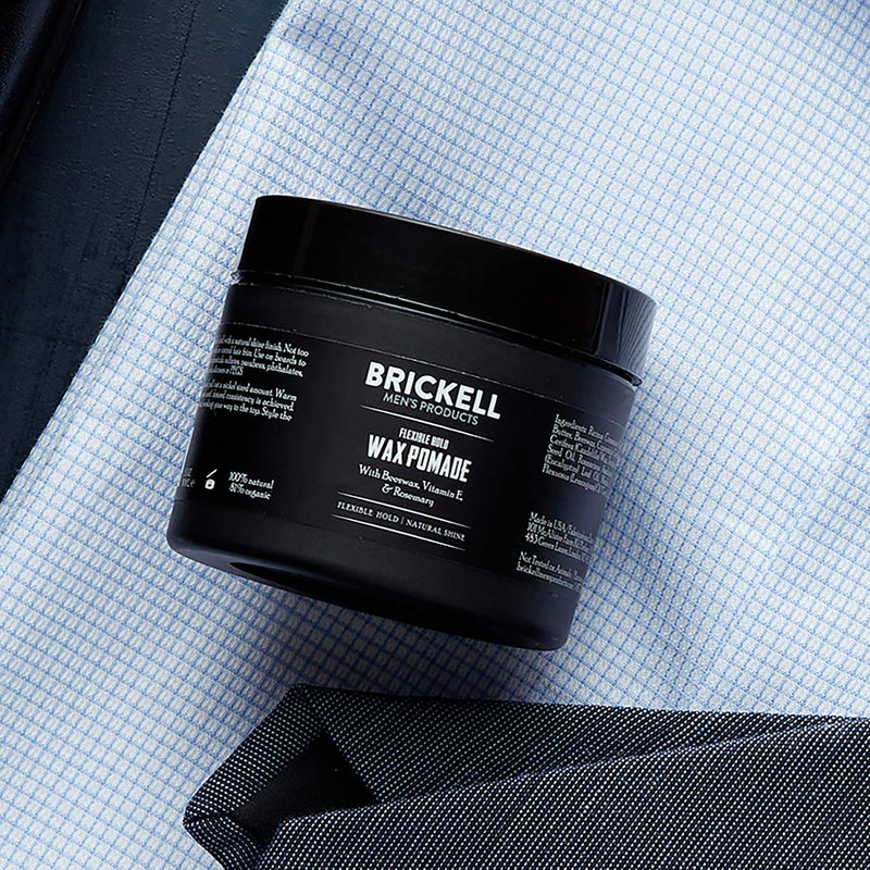 [Australia] - Brickell Men's Flexible Hold Wax Pomade for Men, Natural and Organic Irritation Free Natural Shine, 59 mL, Scented 