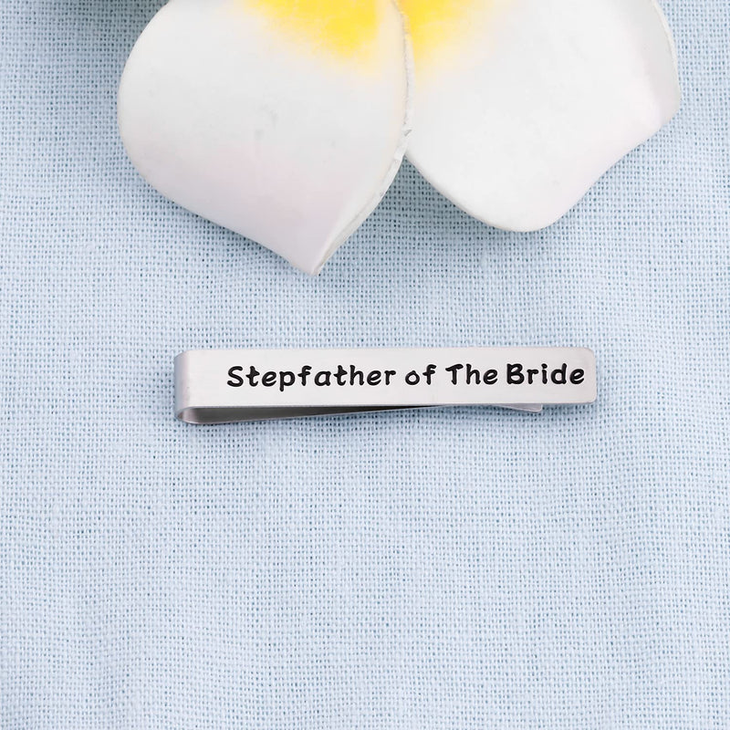 [Australia] - BEKECH Stepfather of The Bride Gift Step Father of The Bride Tie Clip Groom Step Father in Law Wedding Day Wedding Party Gift for Stepdad Bride Dad Jewelry silver 