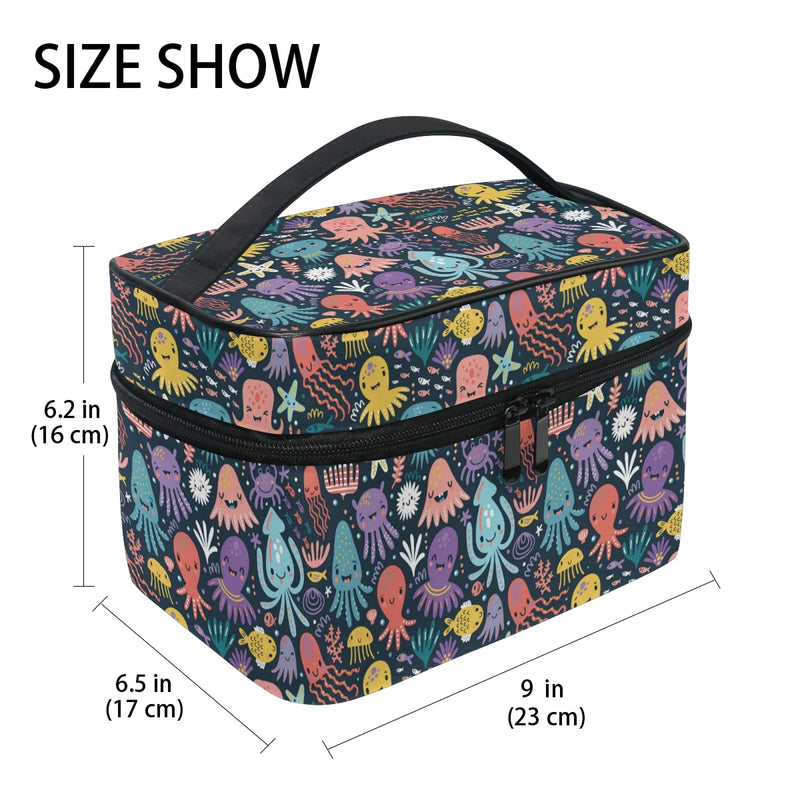 [Australia] - Makeup Bag, Funny Octopus Print Cosmetic Toiletry Storage Organiser Case Large Travel Handle Personalised Pouch with Compartments for Teenage Girls Women Lady Colour 011 