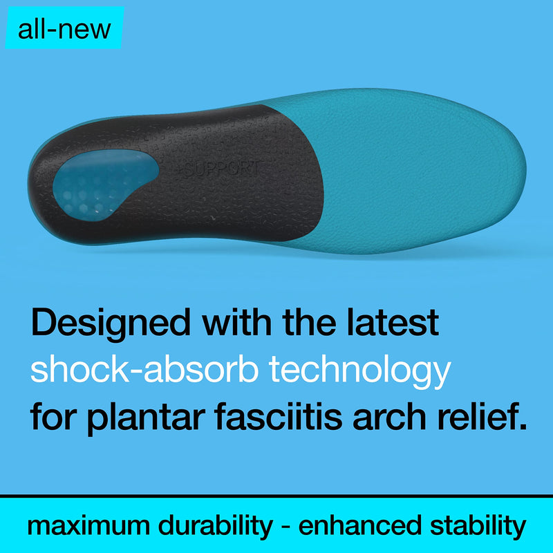 [Australia] - All-New +Support Orthotic Insoles for Men - Plantar Fasciitis Flat Feet Pronation Arch Support Pain Relief Shock-Absorb Shoe Inserts (9-10.5) 9-10.5 