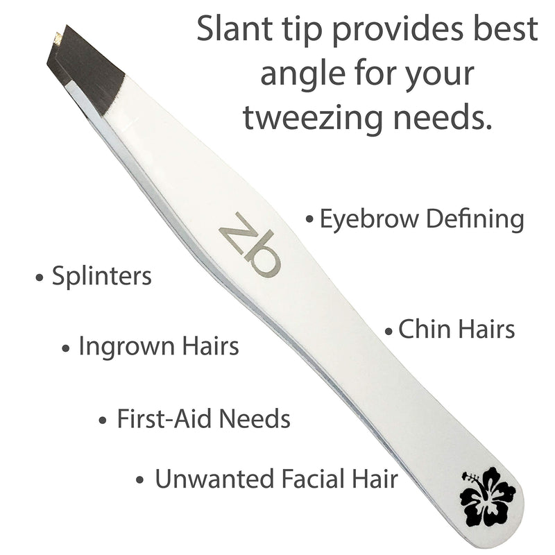 [Australia] - Zizzili Basics Tweezers - Special Edition Aloha Slant Tip Tweezer - Best Tweezers for Eyebrow, Facial Hair Removal and Your Precision Needs - The Perfect Gift! 