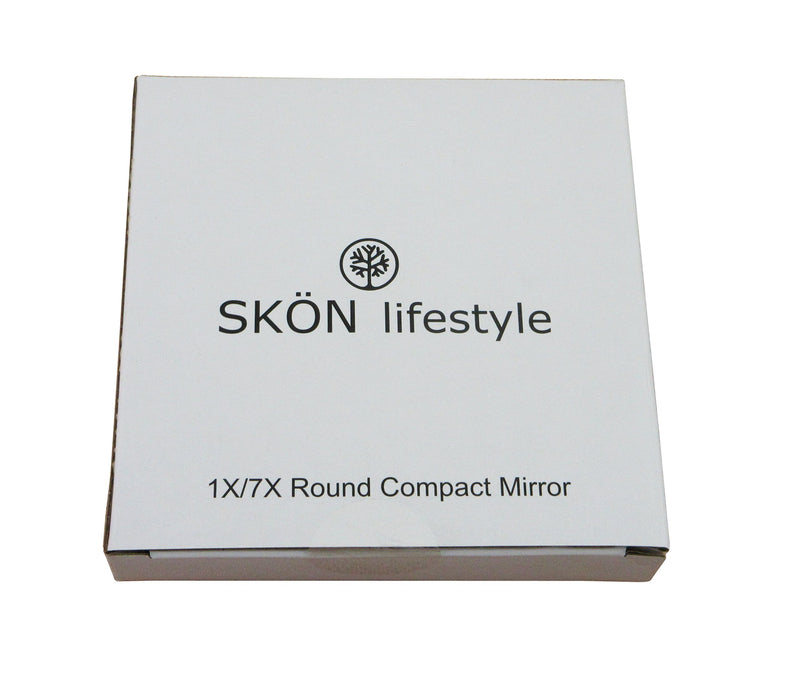 [Australia] - SKÖN lifestyle - Jessy, Perfect 7X/1X Travel Mirror - Large 4 Inch Compact Glass Mirrors - 7X magnification and traditional 1X mirror, Full 180 degree opening, Easy open and close - Black 