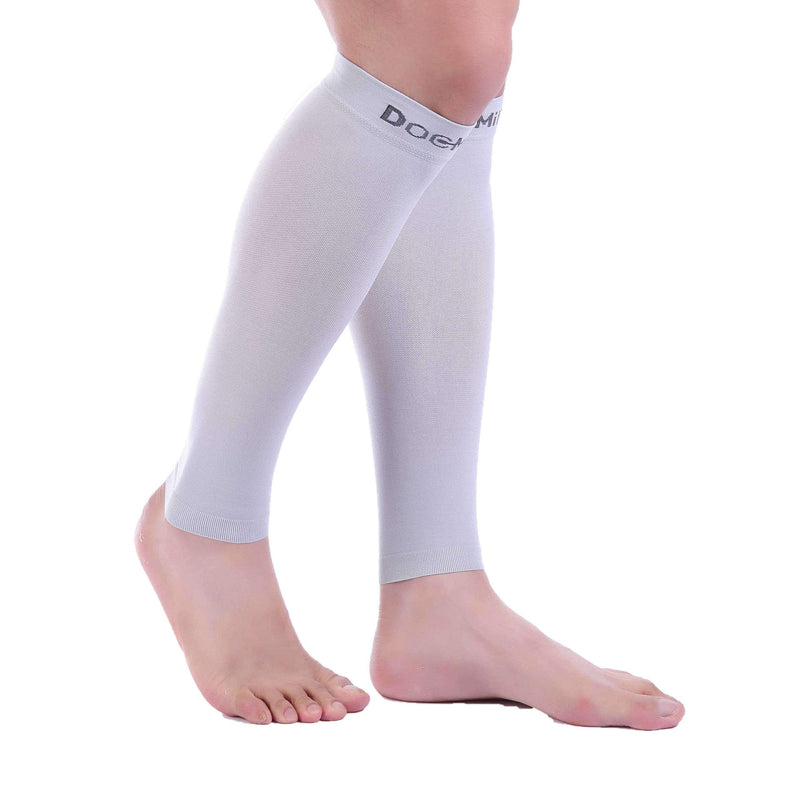 [Australia] - Doc Miller Calf Compression Sleeve 1 Pair 15-20 mmHg Firm Support Graduated for Sports Running Recovery Shin Splints Varicose Veins (Gray, Small) Gray 