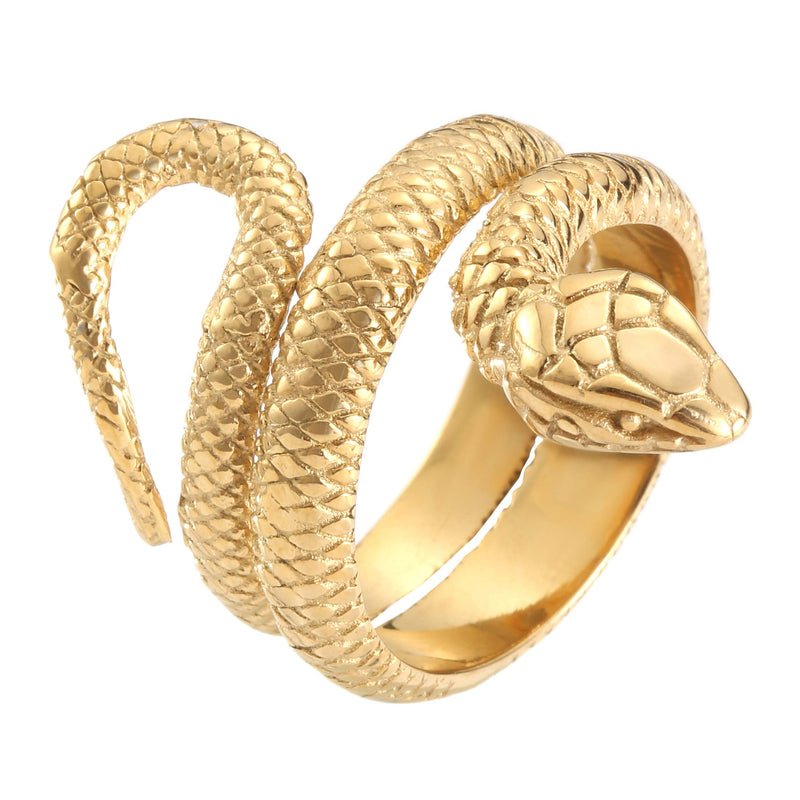 [Australia] - 316L Stainless Steel Jewelry Serpent Shape Punk Style Solid Unisex Snake Ring silver 8 