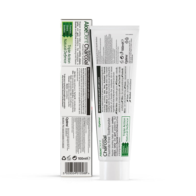 [Australia] - AloeDent, Charcoal Toothpaste Fluoride Free, Natural Action, Vegan, Cruelty Free , SLS Free, Whitening, Healthy Gums , 100ml 