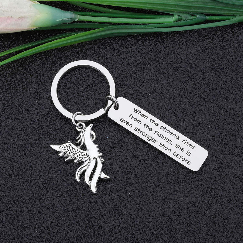 [Australia] - CYTING Phoenix Inspirational Quote Keychain Phoenix Bird Jewelry Motivational Gift When The Phoenix Rises from The Flames She is Even Stronger Than Before Phoenix keychain 