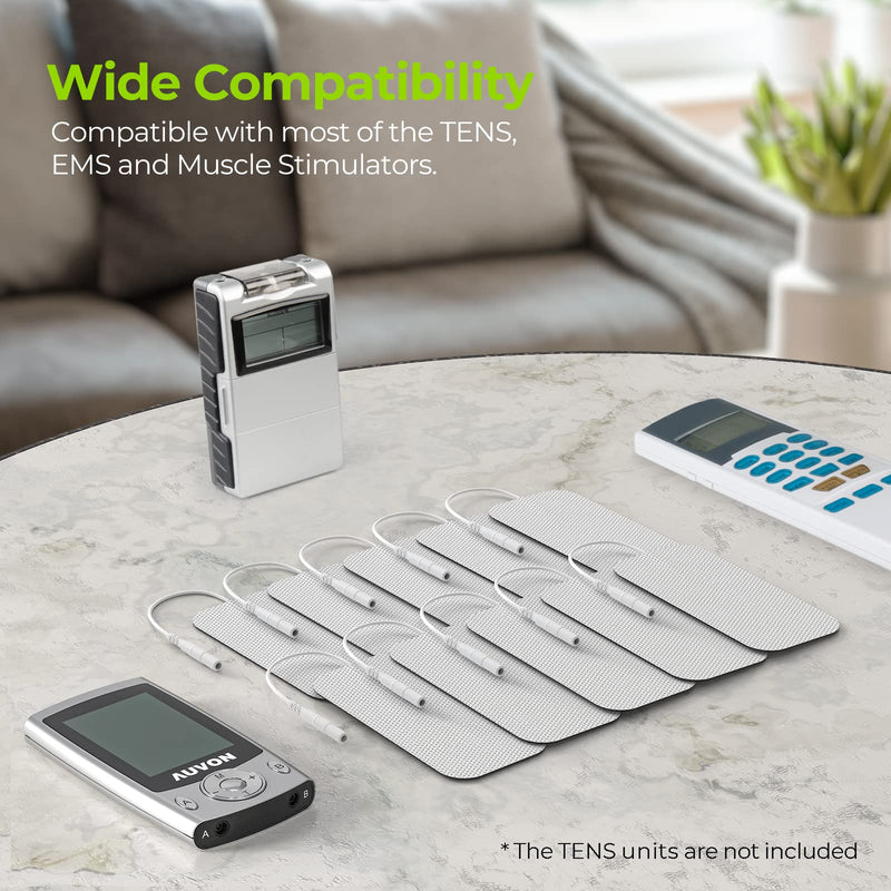 [Australia] - AUVON TENS Unit Pads 2"X4" 10 Pcs, 3rd Gen Latex-Free Rectangular Replacement Pads Electrode Patches with Upgraded Self-Stick Performance for Electrotherapy 