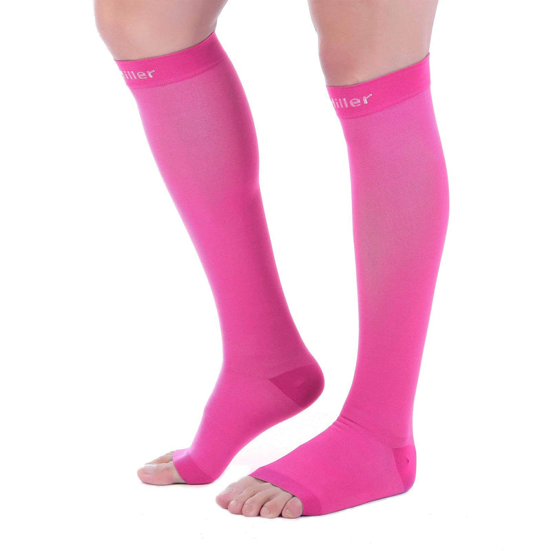 [Australia] - Doc Miller Open Toe Compression Socks 1 Pair 15-20 mmHg Firm Support Pink Large 