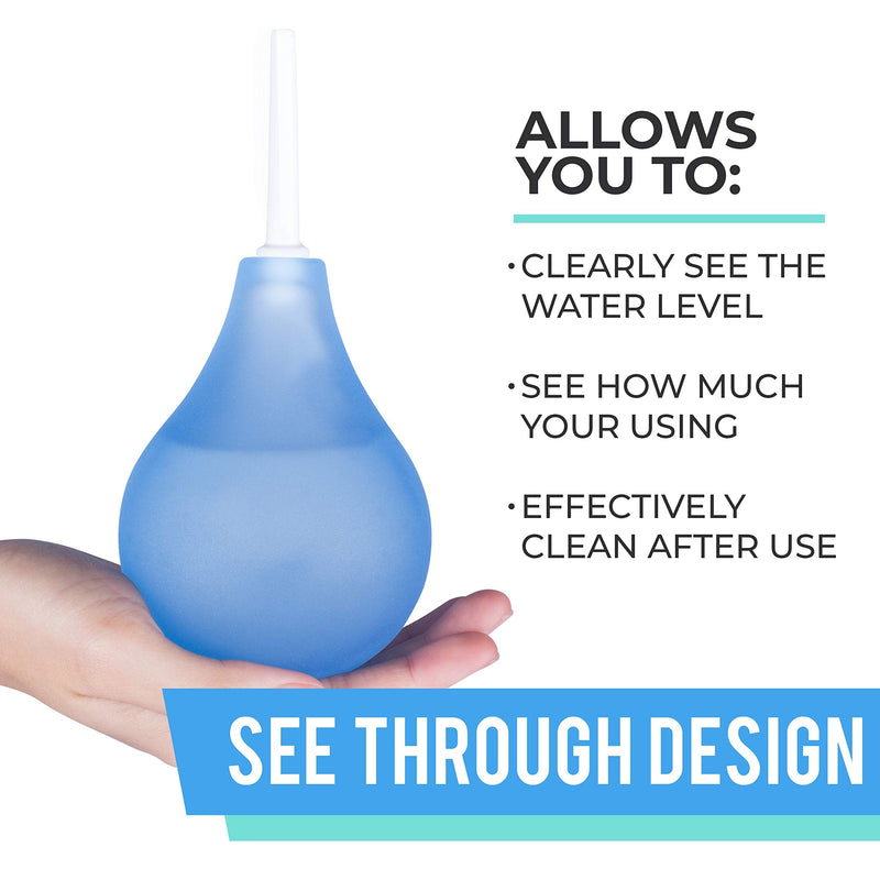 [Australia] - Venus To Mars Clear Enema Bulb – Anal Douche for Men and Women – Easily See Water Level with Clear See Through Design – 7 Ounce Blue Enema Bulb Kit with 2 Nozzles– BPA and Phthalates Free 