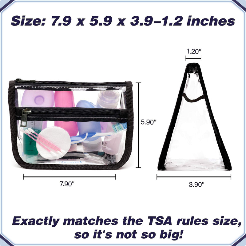[Australia] - TSA Approved Clear Toiletry Bag with Pocket - Quart Size Bag for Airport, Camping or Gym 1pcs Black 