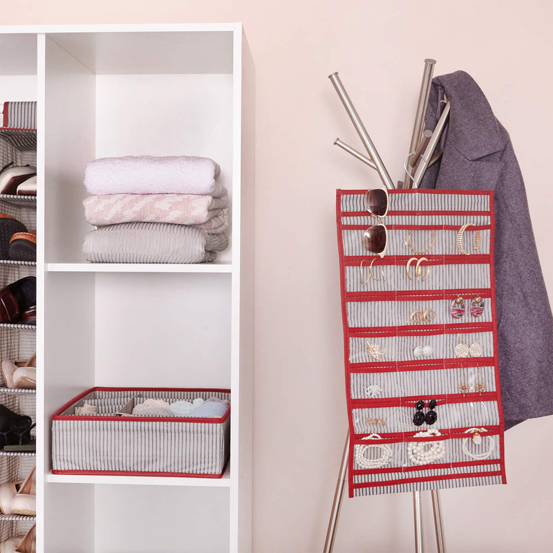 [Australia] - Elegant Home Fashions Jewelry Hanging Organizer, Stripe/Red 