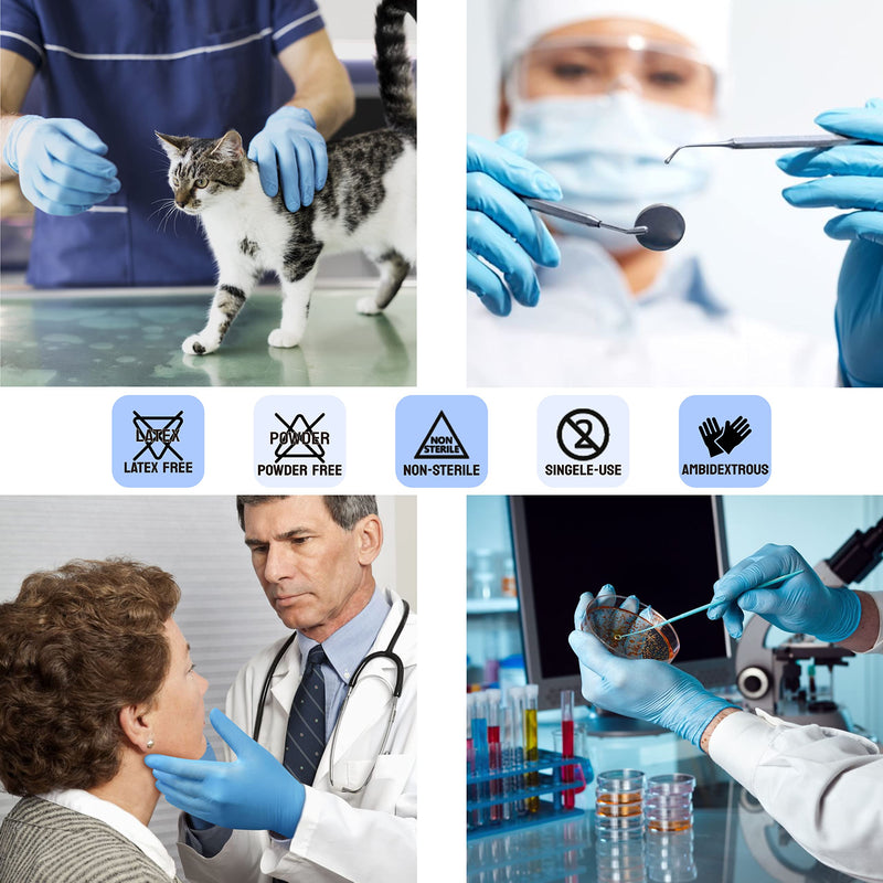 [Australia] - Safe Health Blue Nitrile Exam Gloves | 3.5 Mil Free of Powder - Latex | Disposable - Textured | Clinic - Office - Daily Blue Large of 100 Pcs 