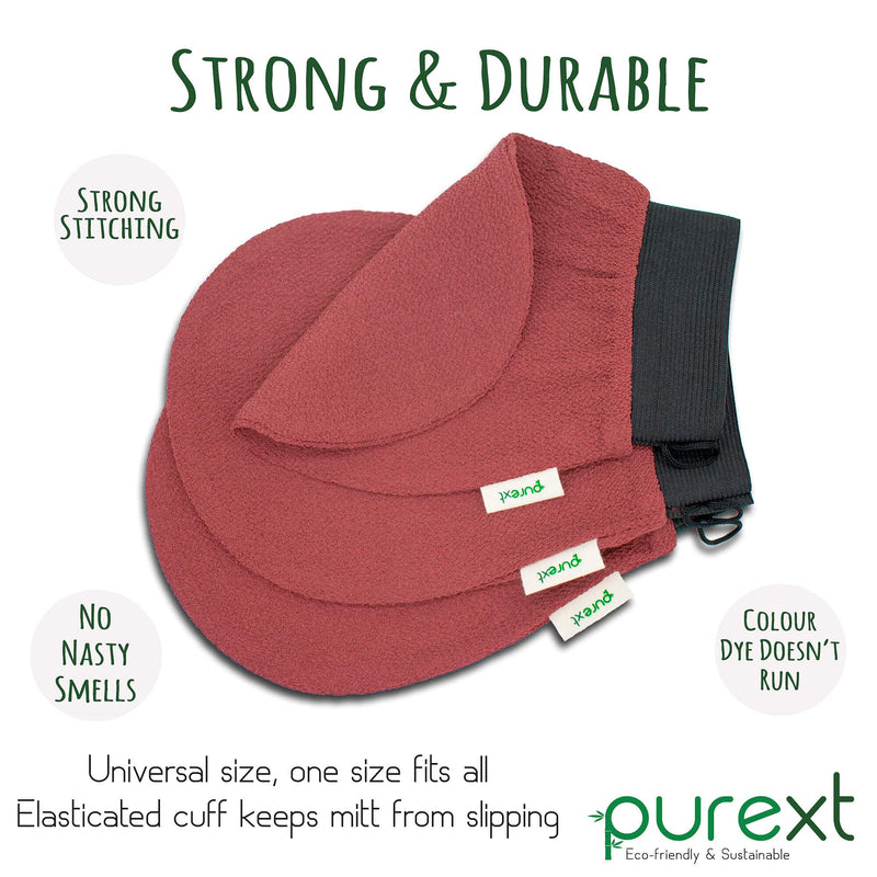 [Australia] - PureXT 3 Exfoliating Gloves - Kessa Hammam Body Scrubber - Fake Tan Remover Exfoliator Mitts (250D) 