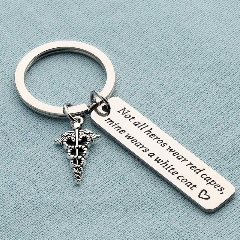 [Australia] - Doctor Gift Pharmacist Gift Dentist Gift White Coat Ceremony PA Gift 1st White Coat Gift Not All Heros Wear Red Capes Mine Wears A White Coat Keychain 
