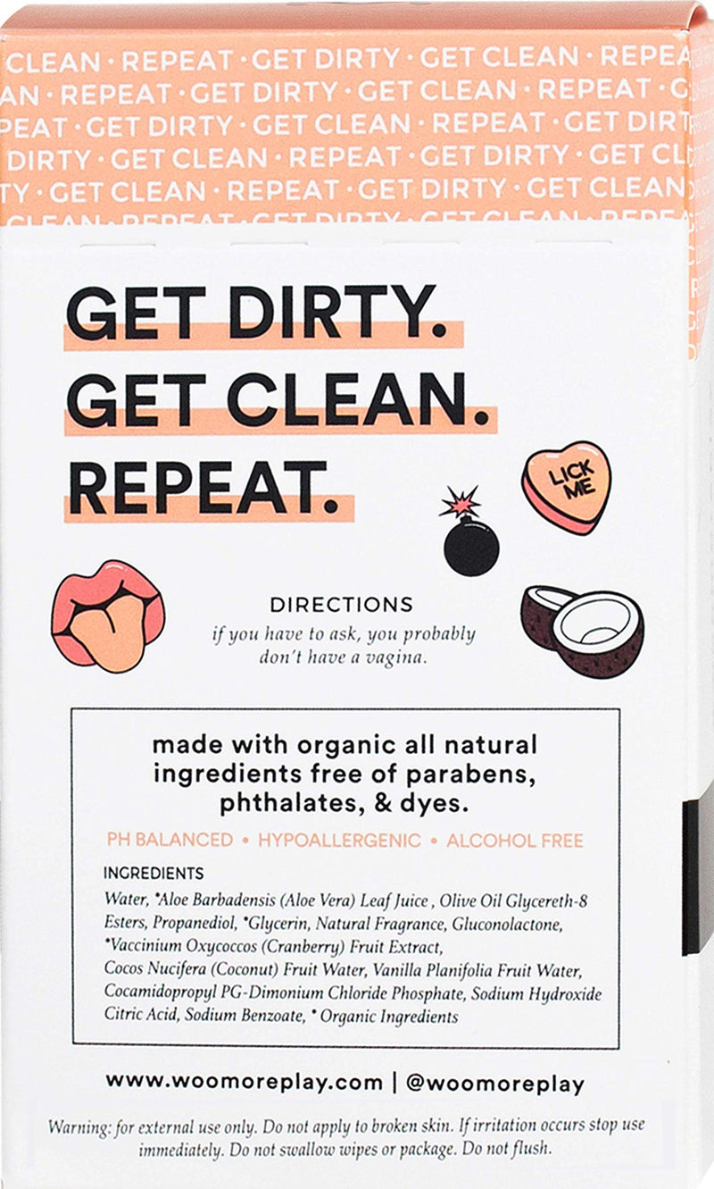[Australia] - Woo More Play Freshies: All-Natural Feminine Intimacy Towelette Wipes with Coconut Oil and Aloe Vera, Promotes Feminine Health & Helps Alleviate Irritation - Vegan and Cruelty Free, 10ct 10 Count (Pack of 1) 