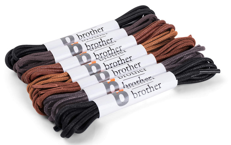 [Australia] - BB BROTHER BROTHER (7 Pairs) Colored Oxford Dress Shoe Laces | Shoe Strings 30’’ (76 cm) Black, Brown, Dark Brown, Tan 