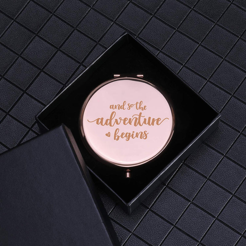 [Australia] - ElegantPark Graduation Gifts for Women Engraved Personal Adventure Begins Compact Mirror for Wedding Bridal Shower New Job Birthday Rose Gold Travel Makeup Mirror 