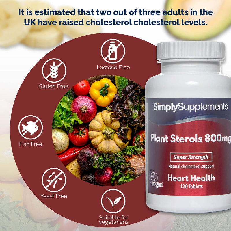 [Australia] - Plant Sterols 800mg | 120 Tablets = 4 Month Supply | Potent One-a-Day Formula | Vegan & Vegetarian Friendly | Proven to Naturally Lower Cholesterol | Manufactured in The UK 