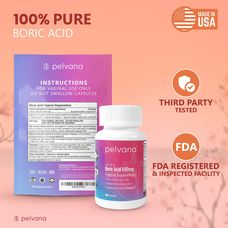[Australia] - Pelvana Boric Acid Suppositories 30 + 7 Applicators + 10 pH Test Strips = 47 Piece Kit for Vaginal pH Balance, Odor, Itching, Dryness & Discharge 47 Piece Set 