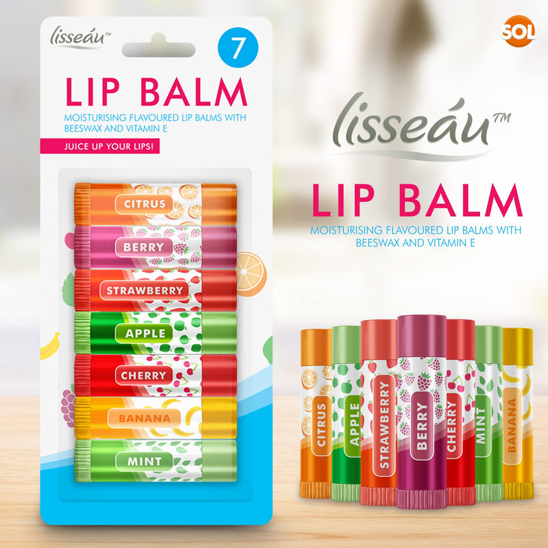 [Australia] - 7pk Lip Balm Set | Flavoured Lip Balms with Beeswax and Vitamin E | Moisturising Lip Balm Multipack | Protect & Hydrate Beeswax Lip Balm Stick | Lip Balms | Lipbalm | Lip Moisturiser | Girls Lip Balm 