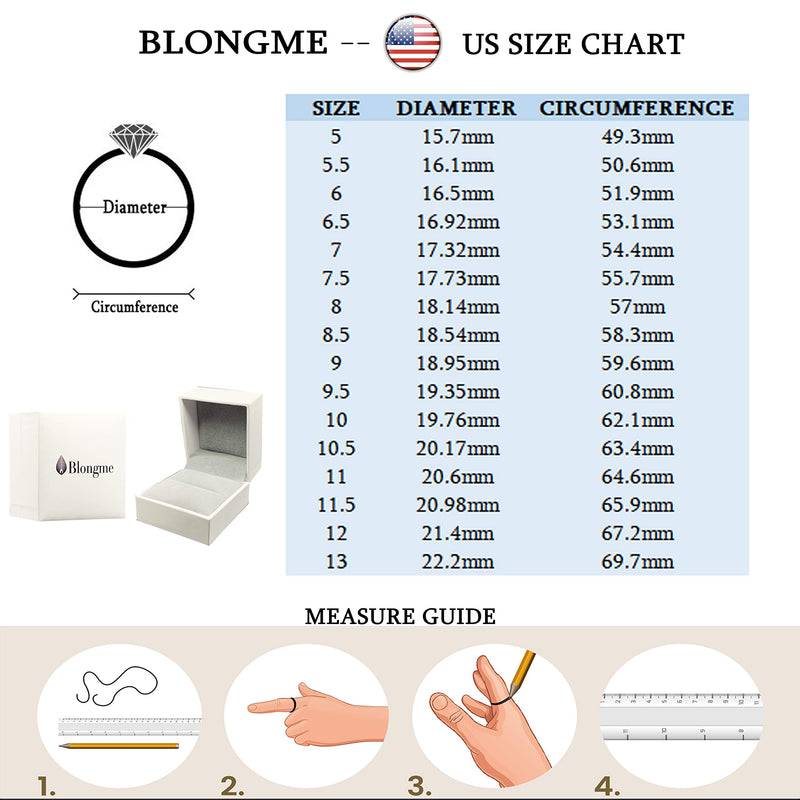 [Australia] - Blongme Wedding Ring Sets for him and her Women Sterling Silver CZ His Men Titanium Wedding Band Couples White Gold Size 5-12 women size 10 & men size 10 
