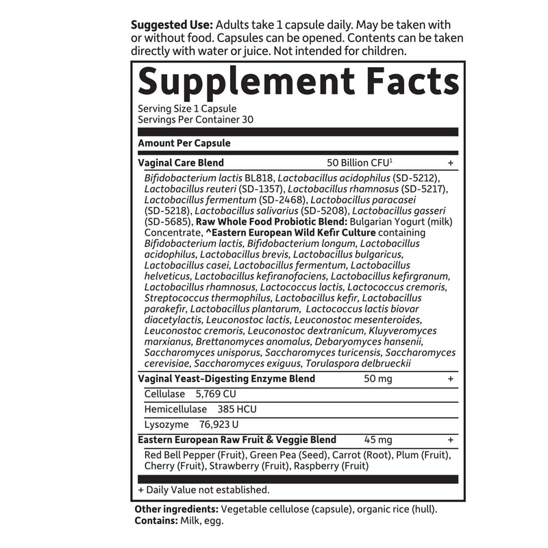 [Australia] - Garden of Life RAW Probiotics Vaginal Care Shelf Stable - 50 Billion CFU Guaranteed Through Expiration, Acidophilus - Once Daily - Certified Gluten Free - No Refrigeration - 30 Vegetarian Capsules 