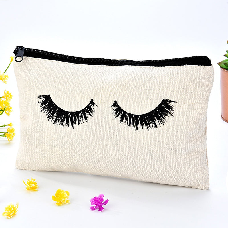 [Australia] - 10 Pieces Eyelash Makeup Bags Cosmetic Bags Travel Make up Pouches with Zipper for Women Girls (White) 