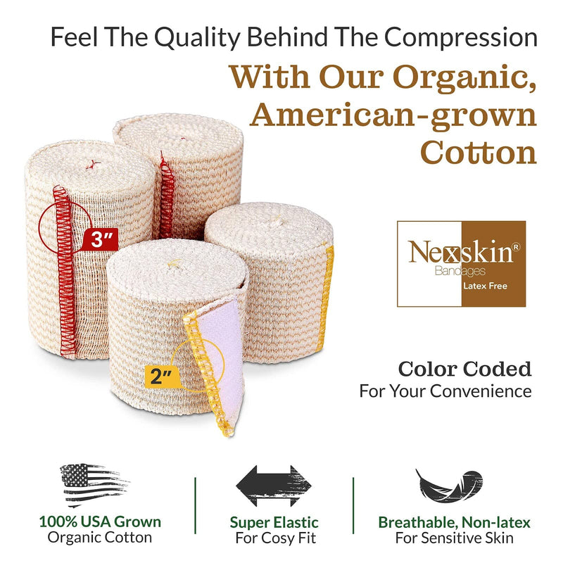 [Australia] - Nexskin (2” Wide, 1 Pack) | Latex Free Organic USA Cotton | Stretch Elastic Athletic/Medical Compression Bandage Hook & Loop Fasteners Both Ends | Lifetime Washable Reusable 2 Inch (Pack of 1) 