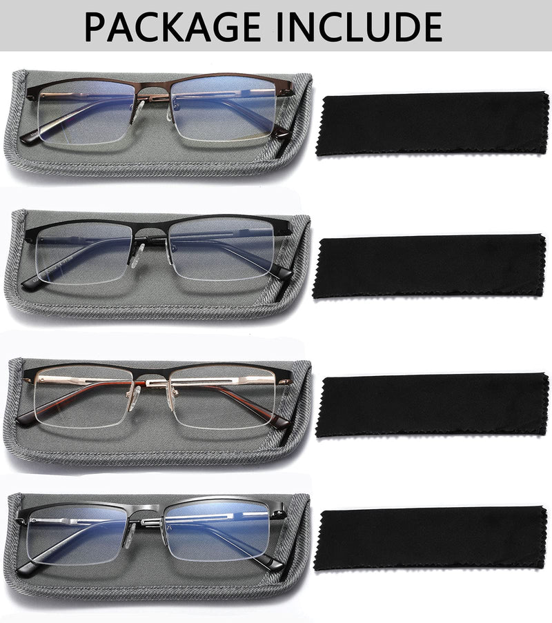 [Australia] - 4-Pack Blue Light Blocking Reading Glasses for Men,Stylish Metal Frame Computer Readers with Sping Hinges Anti Glare/Eye Strain Uv Filter (+2.75 Strength) 4 Pack(black/Metalgun/Brown/Glod) 2.75x 